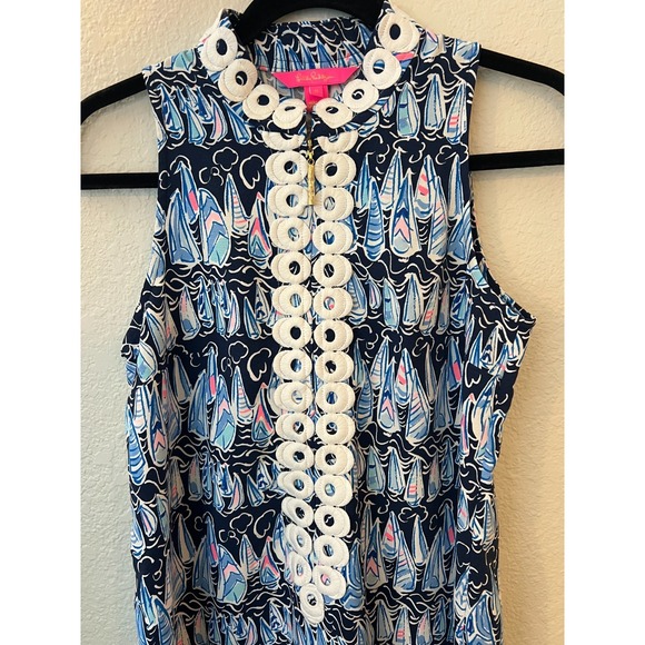 Lilly Pulitzer Jane Low Tide Navy Sails And Stripes Shift Dress Size 0 NWOT - Picture 3 of 5